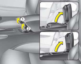 To open the center console storage, pull up the lever.