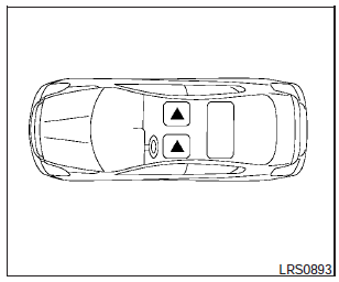 The illustration shows the seating positions equipped with head restraints. All