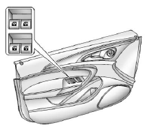 The power window switches are located on the driver door. Each passenger door has a switch that controls only that window.