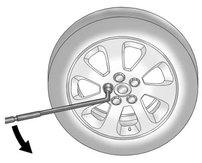 4. Turn the wheel wrench counterclockwise to loosen all the wheel nuts, but do not remove them yet.