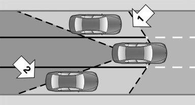 Two radar sensors below the rear bumper monitor