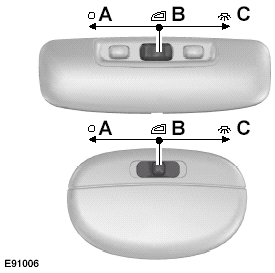 If you set the switch to position B, thecourtesy lamp will come on when youunlock or open a door or the tailgate. Ifyou leave a door open with the ignitionswitch off, the courtesy lamp will go offautomatically after some time to preventthe vehicle battery from discharging. Toswitch it back on, switch on the ignitionfor a short time.