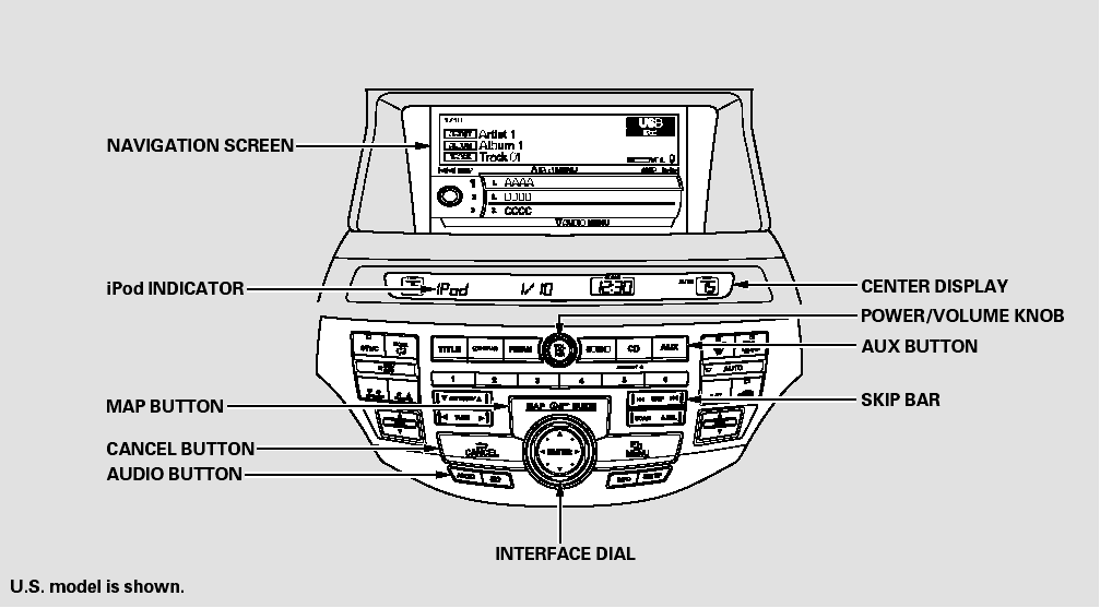 Playing an iPod (Models with navigation system)