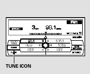 TUNE - Use the TUNE bar to tune