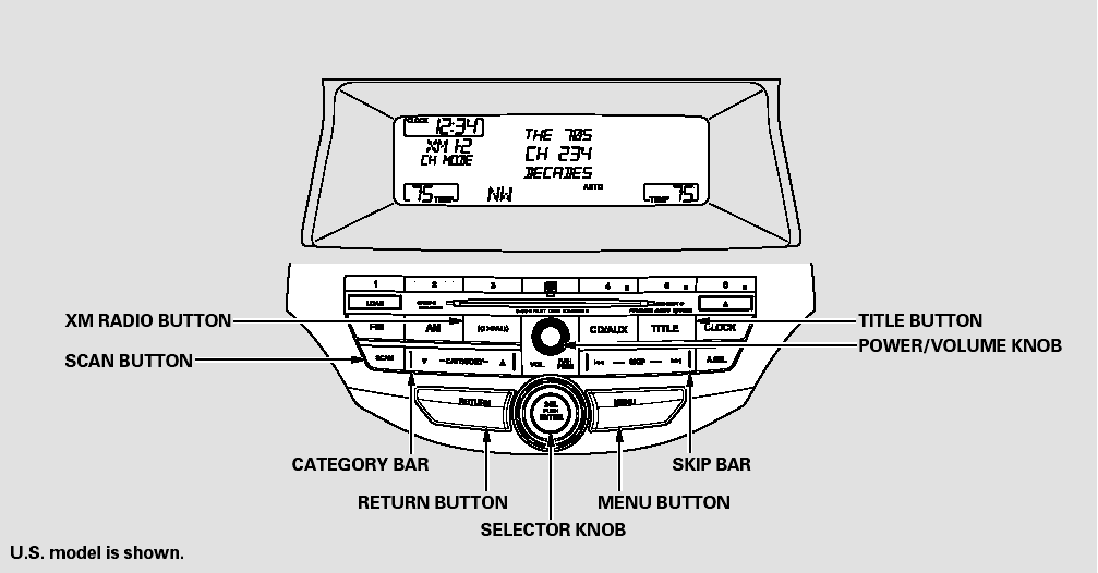 Playing the XM Radio (EX-L, Canadian EX, and all V6 models without navigation