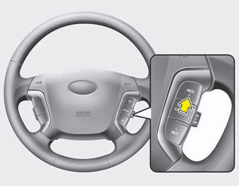 To increase cruise control set speed: