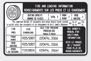 Tire and loading information label