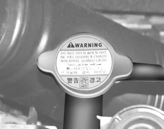 WARNING: - Radiator cap Do not remove the radiator cap when the engine