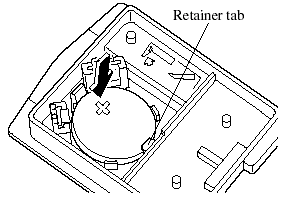 5. Install a new battery (CR1620 or equivalent) by inserting it under the retainer