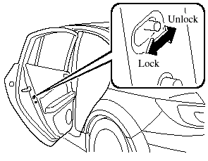 If you slide the child safety lock to the lock position before closing that door,