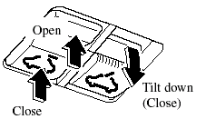 To stop sliding partway, press any part of the tilt or slide switch.