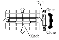 To adjust the direction of airflow, move the adjustment knob.