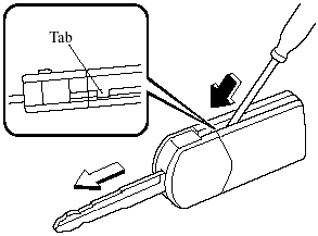 2. Insert a small flathead screwdriver into the slot and push the tab to remove