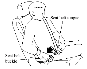 3. Insert the seat belt tongue into the seat belt buckle until you hear a click
