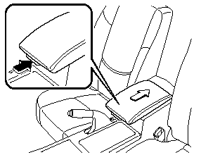 When storing the armrest, press and hold the button while pulling the armrest