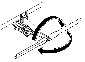 4. Turn the lug wrench clockwise and raise the vehicle high enough so that the