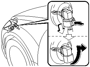 4. Turn the socket and bulb assembly counterclockwise and remove it.