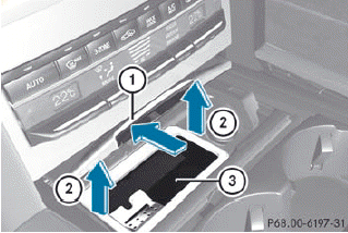 •► To open: slide cover 1 forwards until it