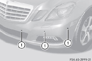 1. Sensors in the front bumper, left-hand