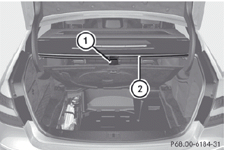 •► Hook handle 1 into rain trough 2.