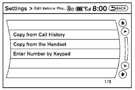 2. Select the “Vehicle Phonebook” key