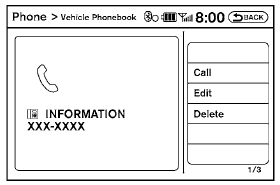 ● Editing the Vehicle Phonebook