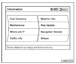 1. Press the INFO button on the instrument panel.