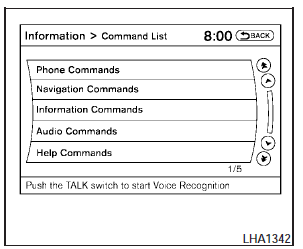 5. Select a category using the NISSAN controller.