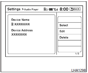 6. The Device Name and Device Address are displayed on the screen. Select the