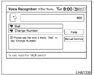 6. The system announces, Please say the next three digits or dial, or say change