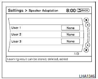 4. Select the user whose voice is to be memorized by the system.