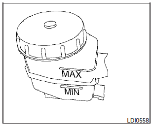 Check the brake fluid level in the reservoir. If the fluid level is below the