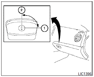 Open the glove box by pulling the handle. Use the mechanical key when locking