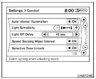  Comfort settings