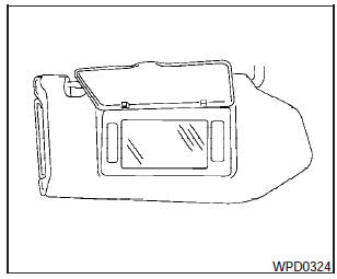 To access the vanity mirror, pull the sun visor down and flip open the mirror