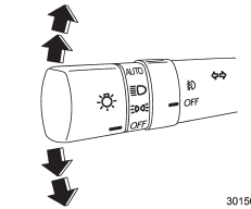 To activate the right turn signal, push the turn signal lever up. To activate