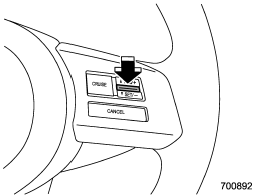 Press the “RES/SET” switch to the “SET” side and hold it until the vehicle reaches