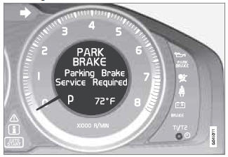 Park brake not fully released – A fault is preventing the parking brake from