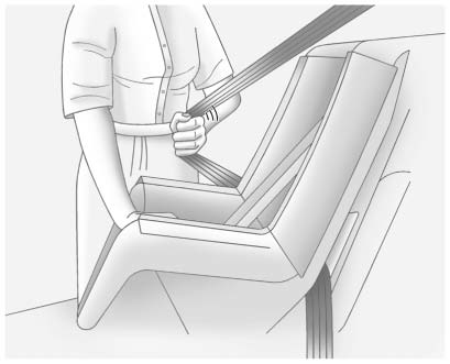 4. Pull the shoulder belt all the way out of the retractor to set the lock. When the retractor lock is set, the belt can be tightened but not pulled out of the retractor.