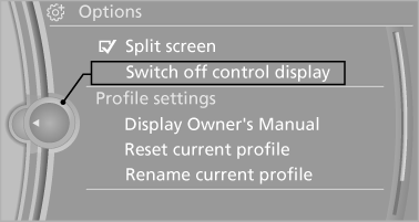 Switch off control display