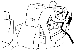 4. Push the child-restraint system firmly into the vehicle seat. Be sure the