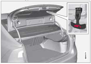 The vehicle is equipped with a florescent handle on the inside of the trunk lid,